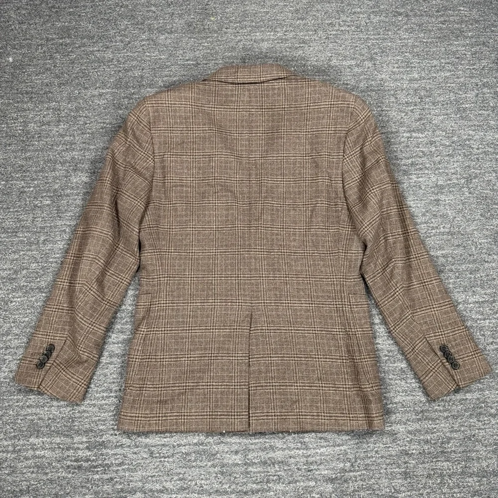 Banana Republic Blazer Men 38S Brown Plaid Sport Coat Italian Fabric Cotton